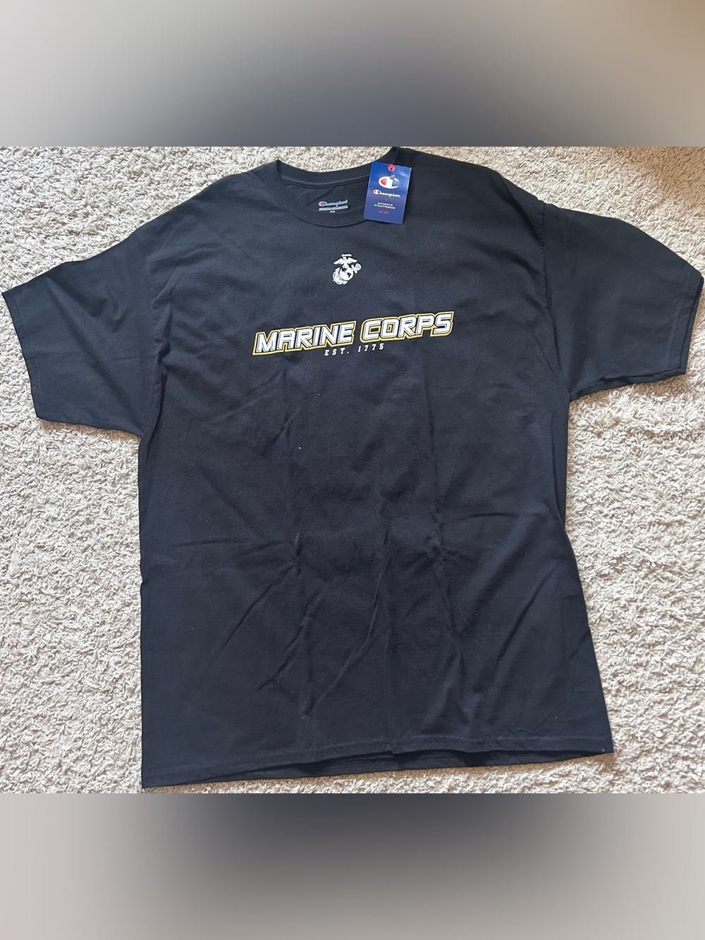 Champion Black Marine Corps Graphic Short Sleeve Tee